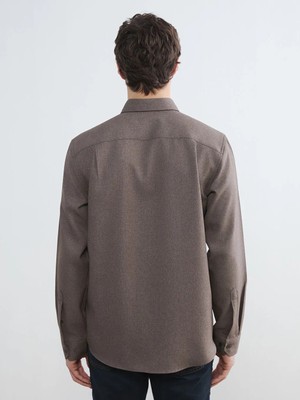 Lc Waikiki Kahverengi Regular Fit Gabardin Erkek Gömlek