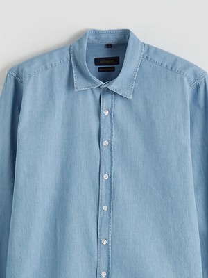 Lc Waikiki Mavi Regular Fit Gabardin Erkek Gömlek