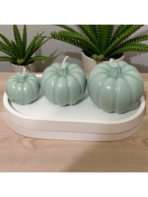 Dekoratif 3’lü Balkabağı Mum Seti