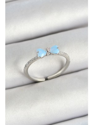 Pirinç Fiyonk Figürlü Zirkon Taşlı Gümüş Renk Ayarlanabilir Kadın Yüzük