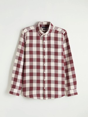 Lc Waikiki Bordo Regular Fit Ekose Erkek Gömlek