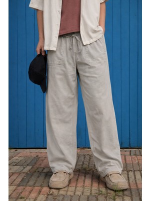 Damga Erkek Trend Premium Bol Taş Keten Pantolon