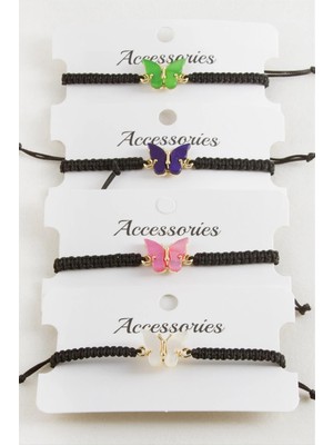 Zero Land Hnrlishp Kelebek Polyester Makrome Örgülü Bileklik - Lacivert