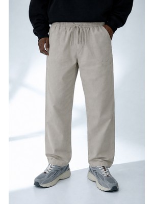 Damga Erkek Günlük Yazlık Trend Bol Taş Keten Pantolon