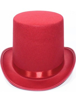 Kırmızı Fötr Şapka Sihirbaz Şapkası