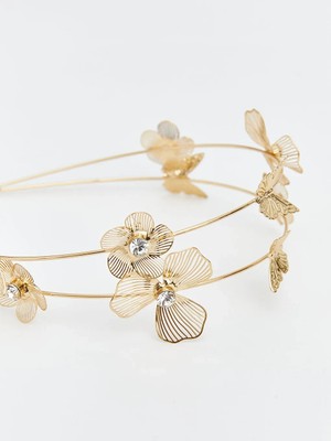 ShellWetr Su Kadın Saç Tacı | Kelebek & Çiçek Detaylı Işıltılı Taç | Kararma Yapmaz Şık Aksesuar