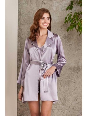 Pierre Cardin Saten 4lü Gecelik Sabahlık Şort Seti Royal 7200