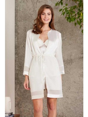 Pierre Cardin Saten Ekru Dörtlü Gelin Çeyiz Seti 7035