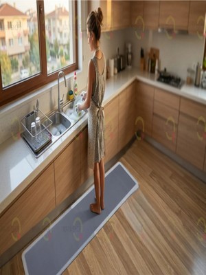 MAİN SHOP Mutfak Tezgahı Önü Banyo Paspası Kaymaz Tabanlı Su Emici Paspas Yazısız Gri Model 158X38CM M-9