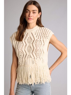 DeFacto Oversize Triko Püsküllü Yelek H2940AX26SM