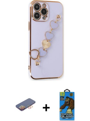 Cepte Toptan iPhone 13 Pro Max Nova Işık Prime - Siyah 18D Cam Ekran Koruyucu + Turuncu Renkli Kamera Lens Koruma Cam