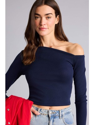 DeFacto Slim Fit Tek Omuzlu Ribana Tişört H7021AX26SM