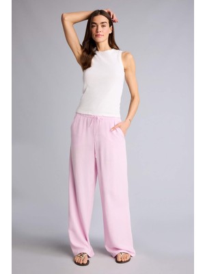 DeFacto Wide Leg Yüksek Bel Keten Karışımlı Pantolon F5024AX26SM