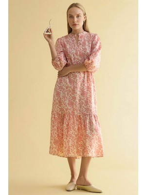 DeFacto A Kesim Kaçık Yaka Baskılı Yarım Kol Elbise H0112AX26SP