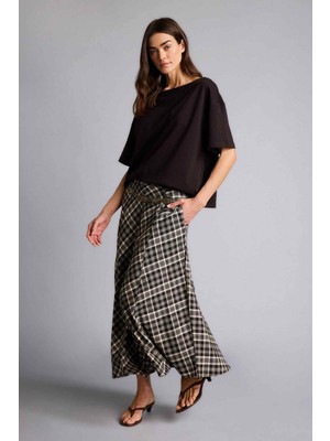 DeFacto A Kesim Kareli Normal Bel Midi Etek G6908AX26SP