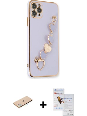 Cepte Toptan iPhone 11 Pro Max Nova Işık Prime - Siyah Seramik Nano Ekran Koruyucu + Mavi Renkli Kamera Lens Koruma Cam