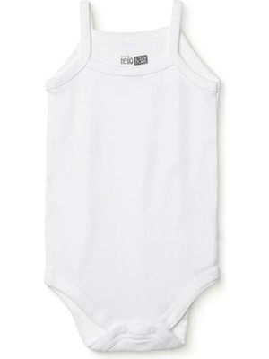 Hellobaby Unisex Beyaz Body Çıtçıtlı Bisiklet Yaka Ip Askılı