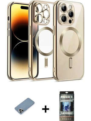 Cepte Toptan iPhone 12 Pro Nova Işık Özel Seri - Siyah 34D Hayalet Izgaralı Cam + Gökkuşağı Shine Kamera Lens Koruma Cam