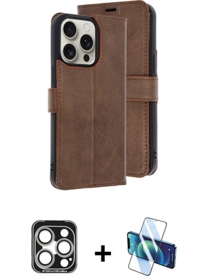 Cepte Toptan iPhone 15 Pro Max Siluet Işık Serisi - Siyah 3D Antistatik Seramik Nano Ekran Koruyucu + Gümüş Pvd Metal Kamera Lens