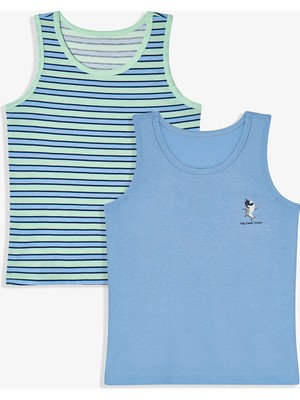 Penti Mavı Erkek Çocuk Fishy Friends Pamuklu 2'li Atlet