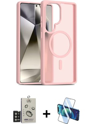 Galaxy S25 Ultra Siluet Minimal Prime - Siyah 3D Antistatik Cam Ekran Koruyucu + Titan Gri Bilvis Titan Kamera Lens