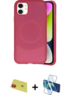 Cepte Toptan iPhone 11 Ufuk Serisi - Siyah 3D Antistatik Cam Ekran Koruyucu + Kırmızı Rainbow Kamera Lens Koruma Cam