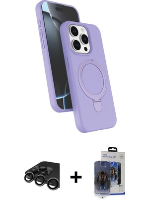 Cepte Toptan iPhone 15 Pro Max Iz Işık Koleksiyonu - Siyah Vanessa Magic Cam + Titanyum Gri Raze Metal Kamera Lens