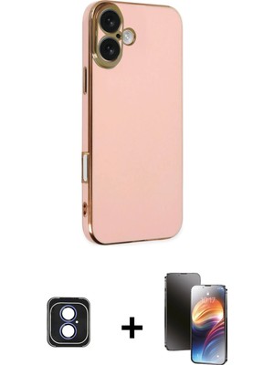 Cepte Toptan iPhone 16 Yankı Serisi - Siyah 3D Antistatik Mat Seramik Nano Ekran Koruyucu + Mavi Pvd Metal Kamera Lens