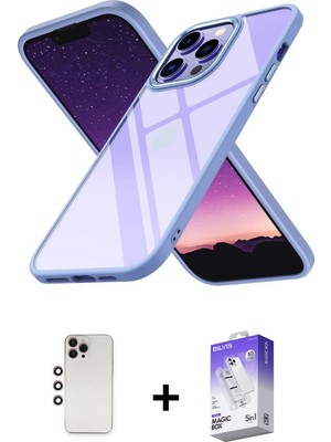 Cepte Toptan iPhone 13 Pro Max Nova Işık Serisi - Siyah Bilvis 5in1 3D Magic Cam Ekran Koruyucu + Gökkuşağı Shine Kamera Lens