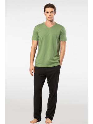 Cacharel Erkek Kisa Kollu Modal Pijama Takimi 2192/YEŞIL