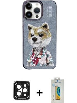 iPhone 15 Pro Max Siluet Modern Özel Seri - Siyah Polymer Nano Ekran Koruyucu + Siyah Pvd Metal Kamera Lens