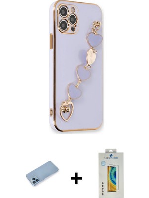 Cepte Toptan iPhone 12 Pro Nova Işık Prime - Siyah Polymer Nano Ekran Koruyucu + Mavi Shine Kamera Lens Koruma Cam