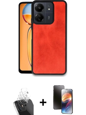 Cepte Toptan Redmi 13C Kıvılcım Işık Serisi - Siyah 3D Antistatik Mat Seramik Nano Ekran Koruyucu + Şeffaf Kamera Lens Koruma Cam