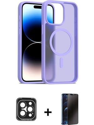 Cepte Toptan iPhone 15 Pro Max Siluet Minimal Prime - Siyah 3D Antistatik Hayalet Cam Ekran Koruyucu + Siyah Pvd Metal Kamera Lens