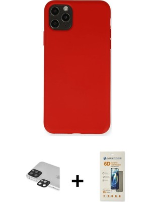 Cepte Toptan iPhone 11 Pro Max Ahenk Serisi - Siyah 6d Mat Seramik Hayalet Nano Ekran Koruyucu + Siyah Pers Alüminyum Kamera Lens