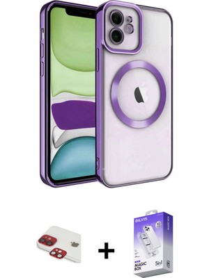 Cepte Toptan iPhone 11 Nova Işık Özel Seri - Siyah Bilvis 5in1 3D Magic Cam Ekran Koruyucu + Kırmızı Pers Alüminyum Kamera Lens