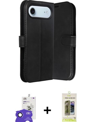 iPhone 17 Air Siluet Işık Serisi - Siyah Joko Magic 5d Hayalet Cam + Lacivert Bilvis Titan Kamera Lens