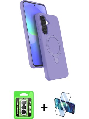 Cepte Toptan Galaxy A26 Iz Işık Koleksiyonu - Siyah 3D Antistatik Seramik Nano Ekran Koruyucu + Gümüş Raze Metal Kamera Lens