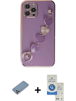 Cepte Toptan iPhone 12 Pro Max Nova Işık Prime - Şeffaf Royal Nano Ekran Koruyucu + Gökkuşağı Shine Kamera Lens Koruma Cam