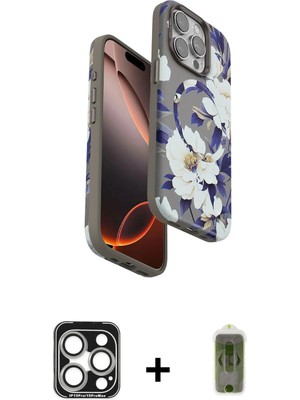 Cepte Toptan iPhone 15 Pro Max Siluet Doku - Siyah Joko Magic 5d Hayalet Cam + Gümüş Pvd Metal Kamera Lens