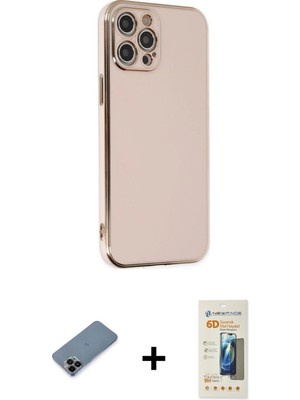 iPhone 12 Pro Max Yankı Serisi - Siyah 6d Mat Seramik Hayalet Nano Ekran Koruyucu + Siyah Shine Kamera Lens Koruma Cam