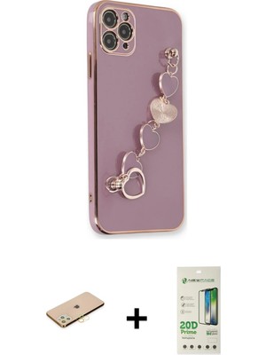 Cepte Toptan iPhone 11 Pro Max Nova Işık Prime - Siyah 20D Premium Cam Ekran Koruyucu + Sarı Renkli Kamera Lens Koruma Cam