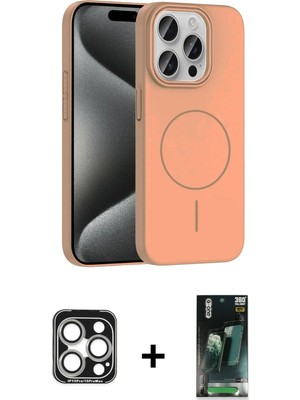 Cepte Toptan iPhone 15 Pro Max Siluet Doku Özel Seri - Şeffaf 360 Full Body Arka Koruyucu + Gümüş Pvd Metal Kamera Lens