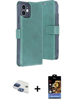 iPhone 11 Siluet Işık Serisi - Siyah Buffer Hayalet Cam Ekran Koruyucu + Lacivert Pers Alüminyum Kamera Lens