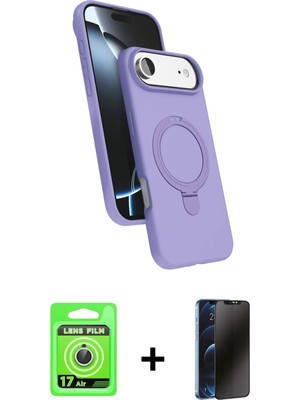 Cepte Toptan iPhone 17 Air Iz Işık Koleksiyonu - Siyah 3D Antistatik Hayalet Cam Ekran Koruyucu + Gümüş Raze Metal Kamera Lens