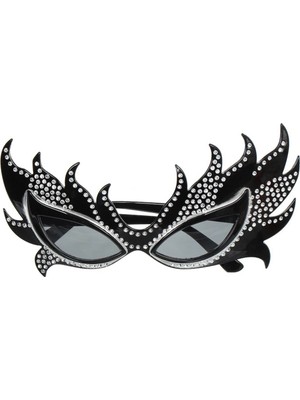 Twin Store Taşlı Siyah Parti Alev Gözlük