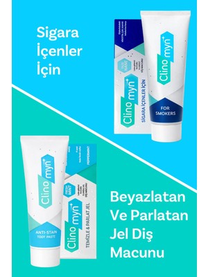 Clinomyn Fresh Diş Beyazlatan ve Parlatan Jel Diş Macunu + Smokers Diş Beyazlatan Diş Macunu 75 ml