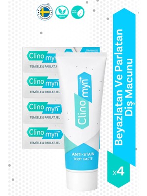 Clinomyn Fresh Temizleme Parlatma Diş Beyazlatan ve Parlatan Jel Diş Macunu 75 ml x 4 Adet
