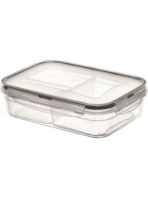 Uravas Store® 3 Bölmeli Kilitli Kapaklı 1 Litre Erzak Saklama Kabı LC-510