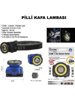 Uravas Store Güçlü Pilli Kafa Lambası WT-607